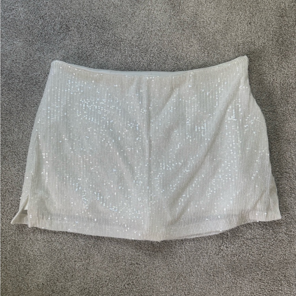 Sparkling  Sequin White Skort